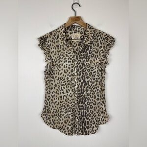 CHASER Animal Print Button Up Ruffle Sleeves Lightweight Spring Women’s Sz M